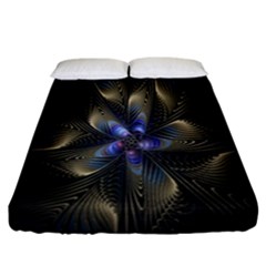 Fractal Blue Abstract Fractal Art Fitted Sheet (california King Size)