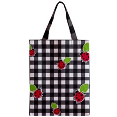 Ladybugs Plaid Pattern Zipper Classic Tote Bag