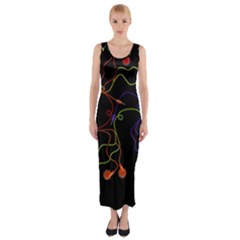 Colorful Earphones Fitted Maxi Dress by Valentinaart