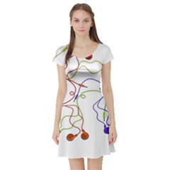 Colorful Earphones  Short Sleeve Skater Dress by Valentinaart