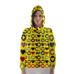 Heart Circle Star Hooded Wind Breaker (women) by Nexatart