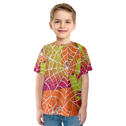 Orange Guy Spider Web Kids  Sport Mesh Tee by Nexatart