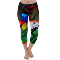 Papgei Red Bird Animal World Towel Capri Winter Leggings  by Nexatart