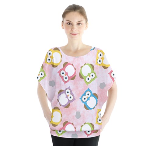 Owl Bird Cute Pattern Blouse by Nexatart