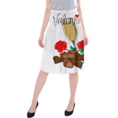 Valentine s Day Romantic Design Midi Beach Skirt by Valentinaart