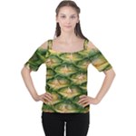 Pineapple Pattern Women s Cutout Shoulder Tee