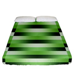 Pinstripes Green Shapes Shades Fitted Sheet (california King Size)