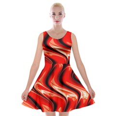 Red Fractal  Mathematics Abstact Velvet Skater Dress by Nexatart