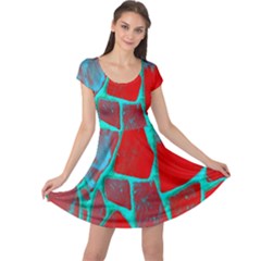 Red Marble Background Cap Sleeve Dresses by Nexatart