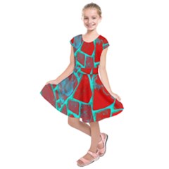 Red Marble Background Kids  Short Sleeve Dress by Nexatart