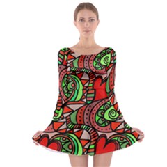 Seamless Tile Background Abstract Long Sleeve Skater Dress