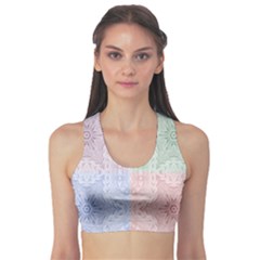 Seamless Kaleidoscope Patterns In Different Colors Based On Real Knitting Pattern Sports Bra by Nexatart