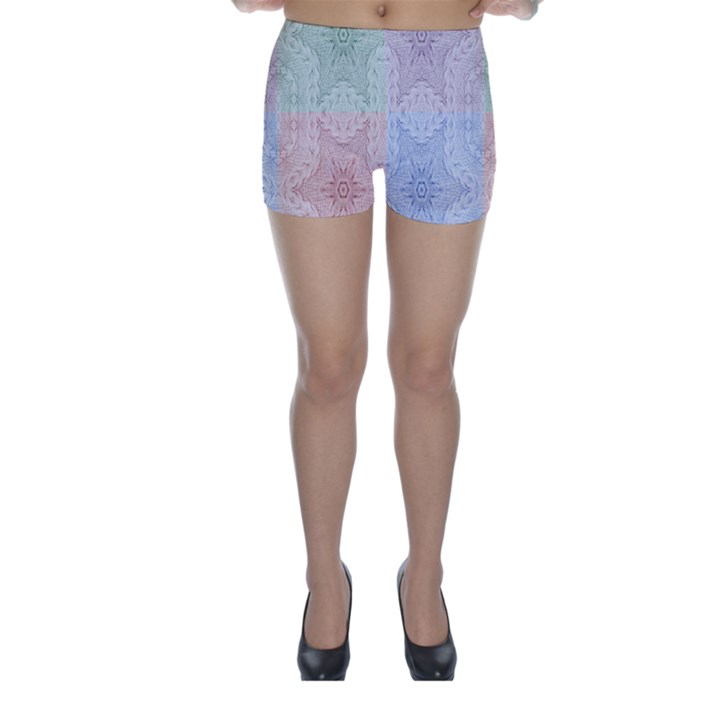 Seamless Kaleidoscope Patterns In Different Colors Based On Real Knitting Pattern Skinny Shorts