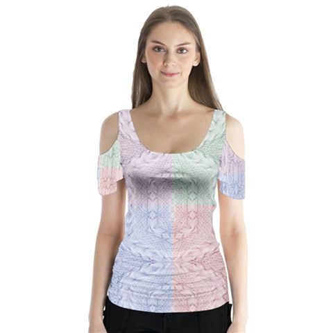 Seamless Kaleidoscope Patterns In Different Colors Based On Real Knitting Pattern Butterfly Sleeve Cutout Tee  by Nexatart