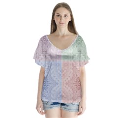 Seamless Kaleidoscope Patterns In Different Colors Based On Real Knitting Pattern Flutter Sleeve Top