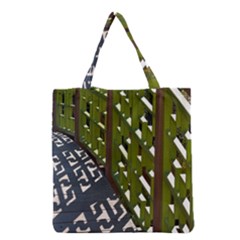 Shadow Reflections Casting From Japanese Garden Fence Grocery Tote Bag by Nexatart