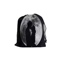 Silhouette Of Lovers Drawstring Pouches (medium) 