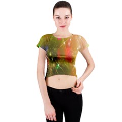 Star Christmas Background Image Red Crew Neck Crop Top by Nexatart