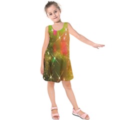 Star Christmas Background Image Red Kids  Sleeveless Dress by Nexatart