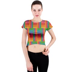 Texture Surface Rainbow Festive Crew Neck Crop Top