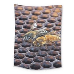 Worker Bees On Honeycomb Medium Tapestry by Nexatart