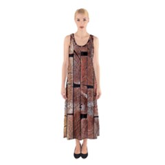 Wood Logs Wooden Background Sleeveless Maxi Dress