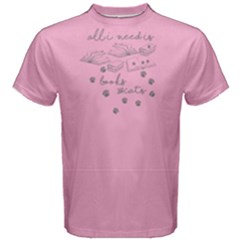 Pink All I Need Is Books And Cats  Men s Cotton Tee by FunnySaying