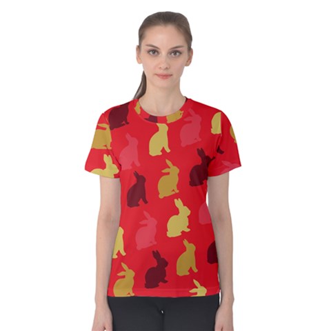 Hare Easter Pattern Animals Women s Cotton Tee by Amaryn4rt