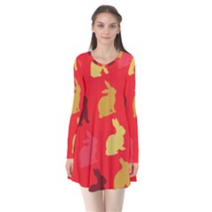 Hare Easter Pattern Animals Flare Dress