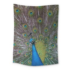 Peacock Feather Beat Rad Blue Medium Tapestry by Amaryn4rt