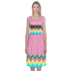 Easter Chevron Pattern Stripes Midi Sleeveless Dress by Amaryn4rt