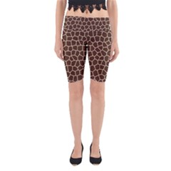 Leather Giraffe Skin Animals Brown Yoga Cropped Leggings by Alisyart