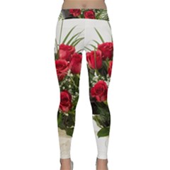 Red Roses Roses Red Flower Love Classic Yoga Leggings by Amaryn4rt