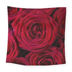 Roses Flowers Red Forest Bloom Square Tapestry (large) by Amaryn4rt