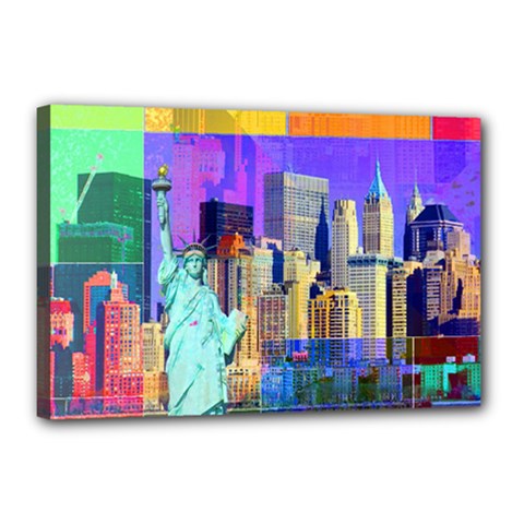 New York City The Statue Of Liberty Canvas 18  X 12  by Amaryn4rt