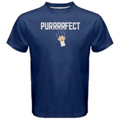Blue Purrrfect Cat  Men s Cotton Tee by FunnySaying