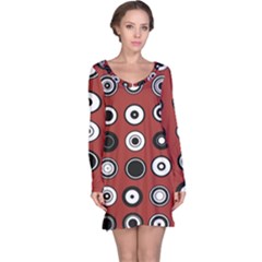 Circles Red Black White Long Sleeve Nightdress by Alisyart