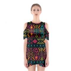 Traditional Art Ethnic Pattern Shoulder Cutout One Piece by Simbadda