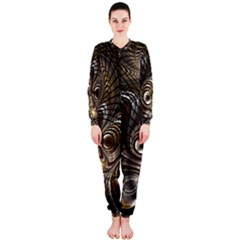 Fractal Art Texture Neuron Chaos Fracture Broken Synapse Onepiece Jumpsuit (ladies)  by Simbadda