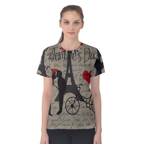 Love Letter - Paris Women s Cotton Tee by Valentinaart