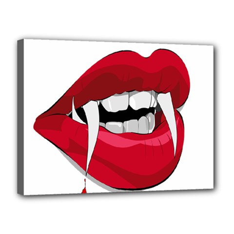 Mouth Jaw Teeth Vampire Blood Canvas 16  X 12  by Simbadda