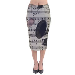 Vintage Music Design Velvet Midi Pencil Skirt by Valentinaart