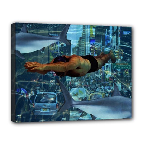 Urban Swimmers   Canvas 14  X 11  by Valentinaart