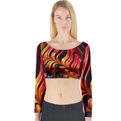 Fractal Mathematics Abstract Long Sleeve Crop Top by Simbadda