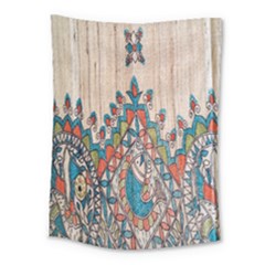 Blue Brown Cloth Design Medium Tapestry by Simbadda