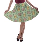 Cute Hamster Pattern A-line Skater Skirt