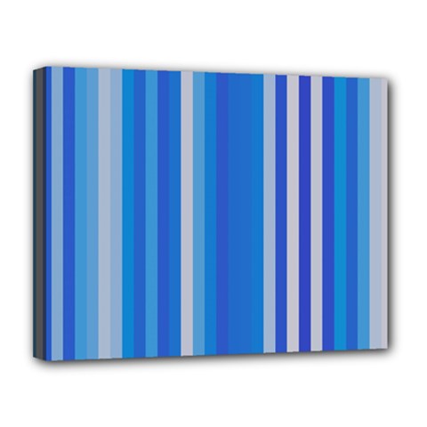 Color Stripes Blue White Pattern Canvas 14  X 11  by Simbadda
