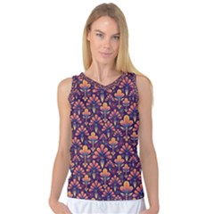 Abstract Background Floral Pattern Women s Basketball Tank Top by Simbadda