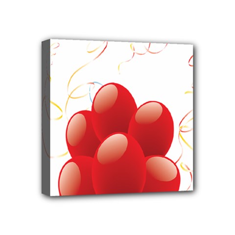 Balloon Partty Red Mini Canvas 4  X 4  by Alisyart