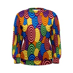 Circles Color Yellow Purple Blu Pink Orange Illusion Women s Sweatshirt by Alisyart